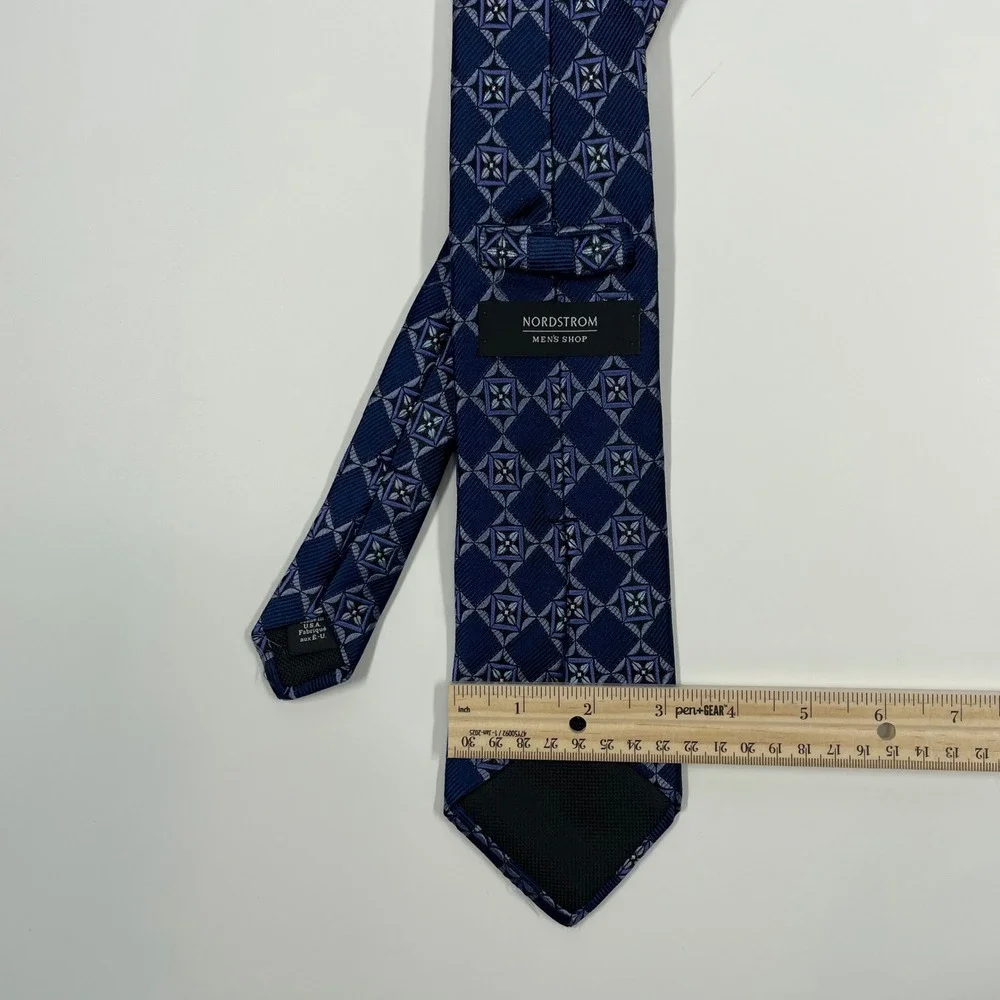 Nordstrom Blue Geometric Diamond Silk Necktie Mens One Size